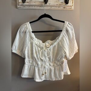 White Lace Peplum Top